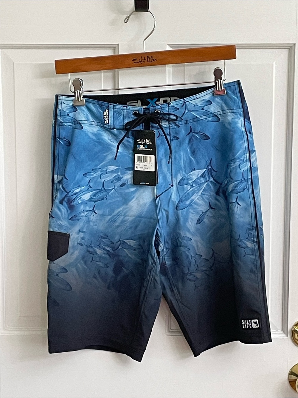 Salt Life Blue Fish-Print Men's Board Shorts